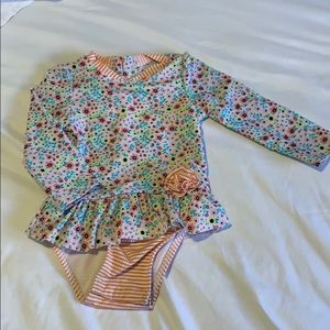 2/$15 long sleeve peplum swimsuit w/button bottom